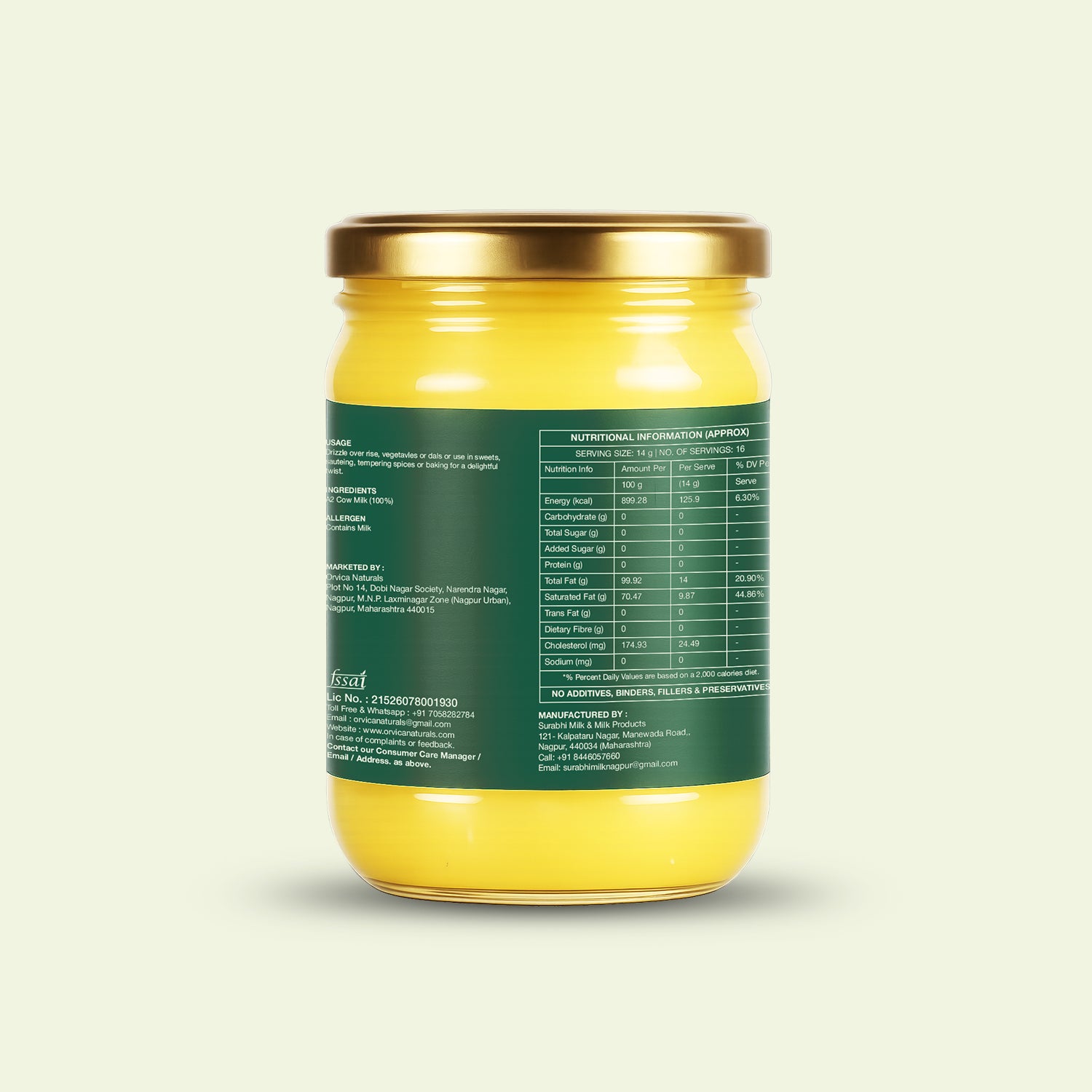 Organic Gir Cow Ghee 500ml Traditional Bilona Method | Glass Bottle
