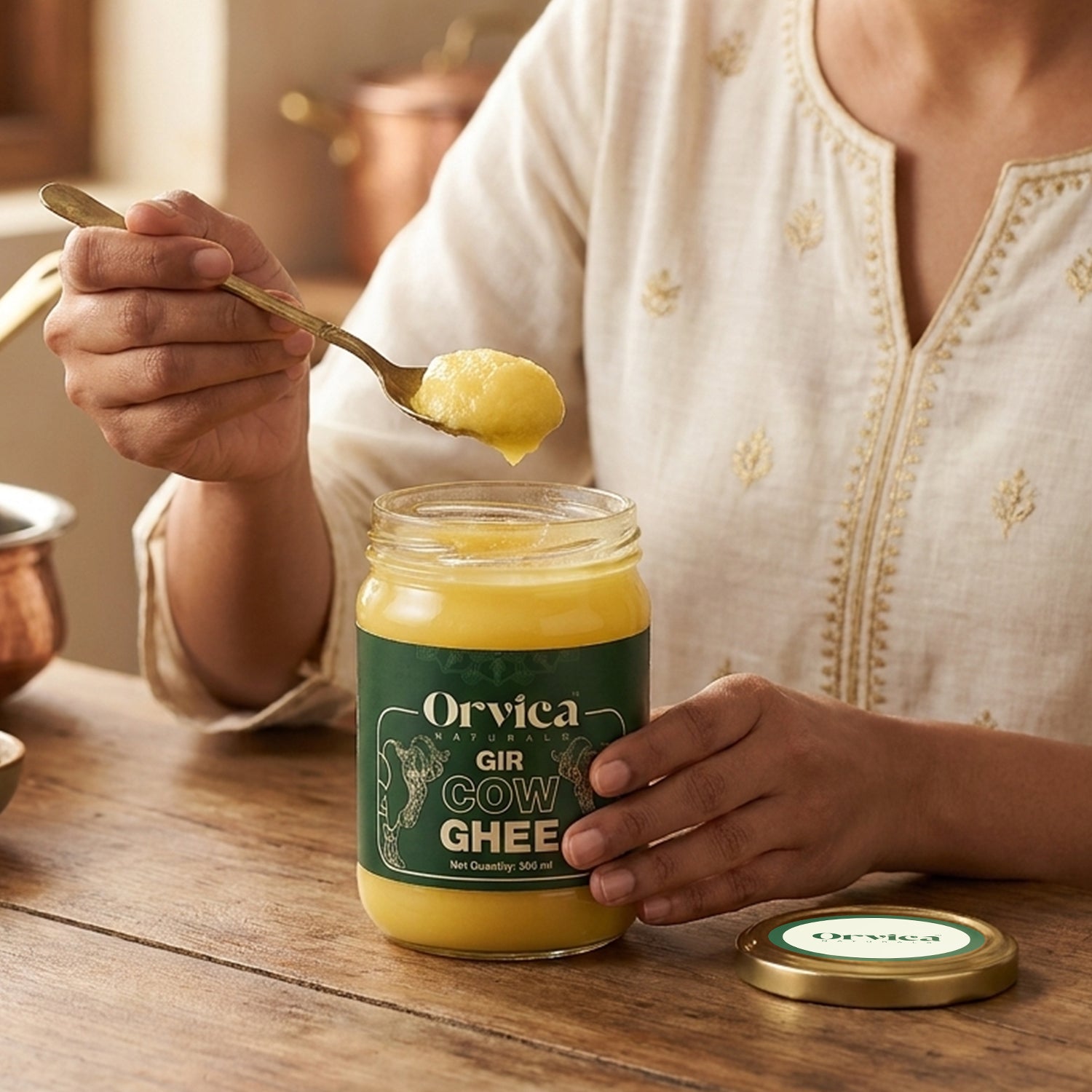 Organic Gir Cow Ghee 500ml Traditional Bilona Method | Glass Bottle